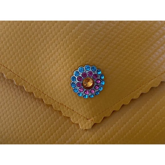 Stash Bag By John Galt Orange Clutch With Rhinestones Magnetic Close NWOT 9"X5" - Picture 5 of 16